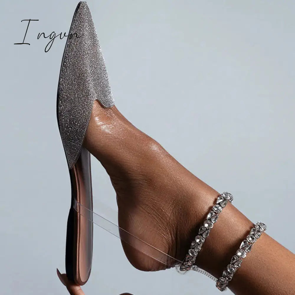Ingvn - Patent Leather Pointed Toe Adjustable Ankle Strap Flats