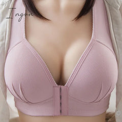Ingvn - Plus Size Sexy Push Up Bra Front Closure Solid Color Brassiere Wireless Bralette Breast
