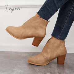 Ingvn - Retro Western V Cut Ankle Boots