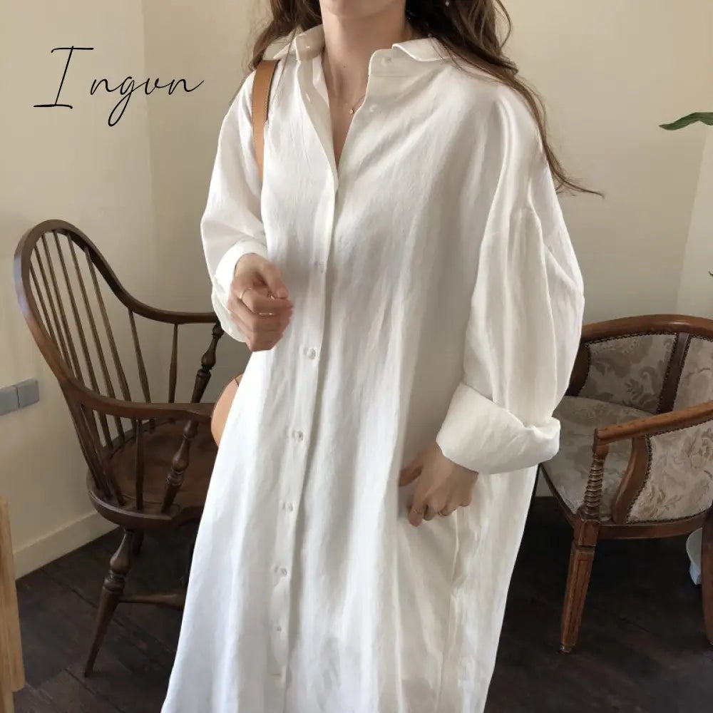 Ingvn - S - 2Xl Plus Size Summer Shirt Dress Evening Kaftan Vintage Party Oversize Long Beach Women