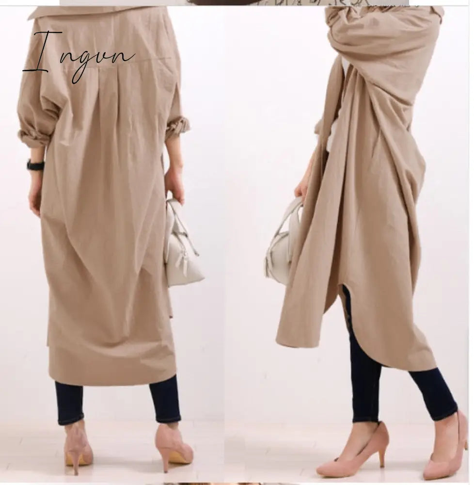 Ingvn - S - 2Xl Plus Size Summer Shirt Dress Evening Kaftan Vintage Party Oversize Long Beach Women