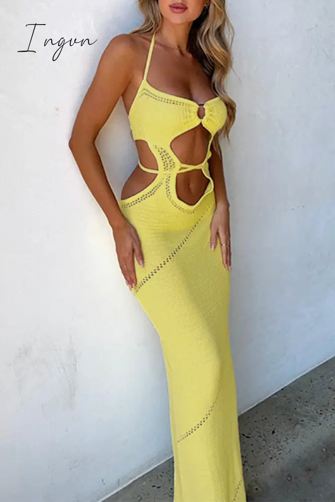 Ingvn - Sexy Vacation Solid Hollowed Out Backless Swimwears Cover Up Swimwears/Cover-Ups & Beach