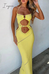 Ingvn - Sexy Vacation Solid Hollowed Out Backless Swimwears Cover Up Swimwears/Cover-Ups & Beach