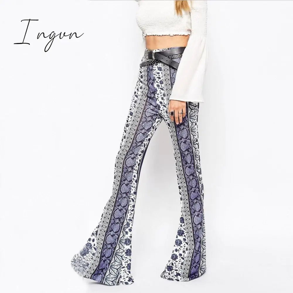 Ingvn - Spring Autumn Bell Bottom Pants Women Streetwear Flare Beach Trousers Ladies Fashion