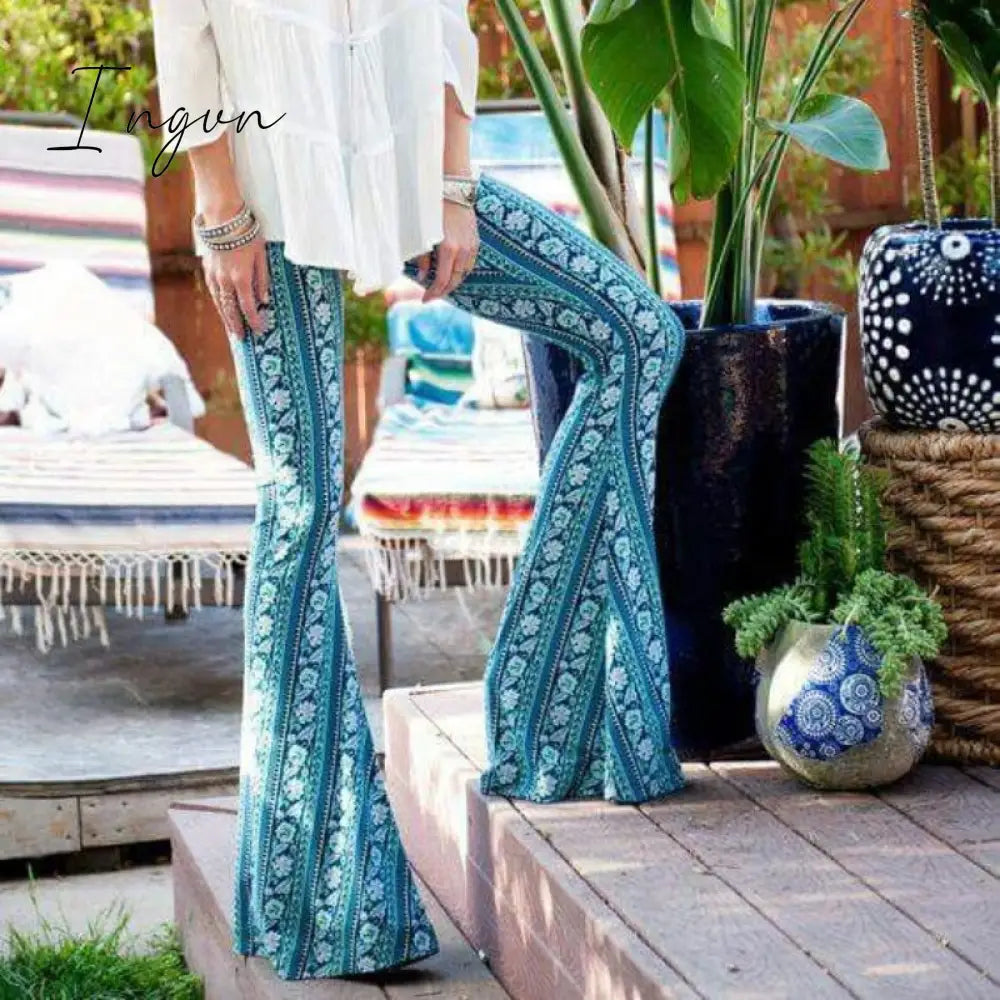 Ingvn - Spring Autumn Bell Bottom Pants Women Streetwear Flare Beach Trousers Ladies Fashion