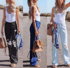 Ingvn - Spring Casual Baggy Jeans Women Fashion High Waist Mom Denim Trousers Overalls Oversize