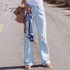 Ingvn - Spring Casual Baggy Jeans Women Fashion High Waist Mom Denim Trousers Overalls Oversize