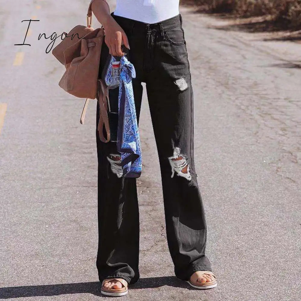 Ingvn - Spring Casual Baggy Jeans Women Fashion High Waist Mom Denim Trousers Overalls Oversize