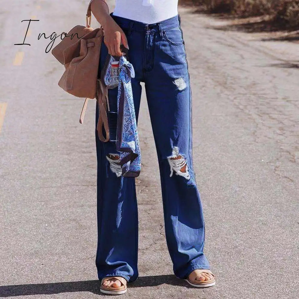 Ingvn - Spring Casual Baggy Jeans Women Fashion High Waist Mom Denim Trousers Overalls Oversize