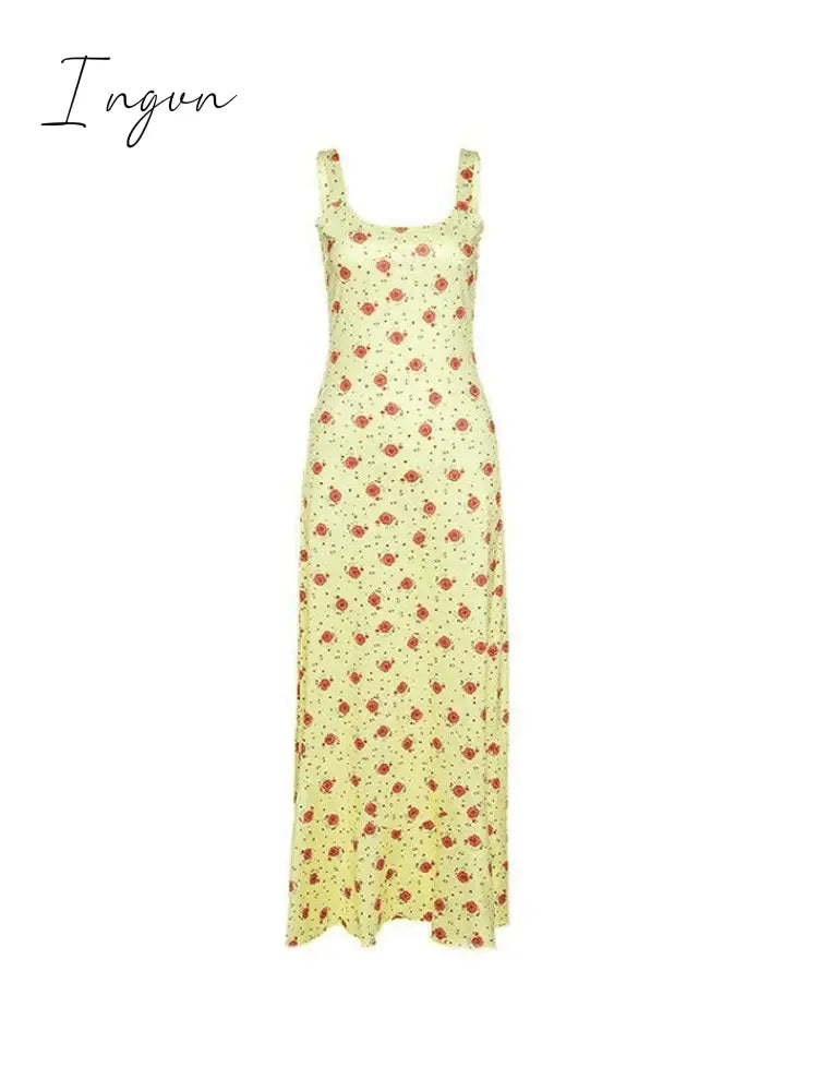 Ingvn - Summer Floral Print Maxi Dress Dresses