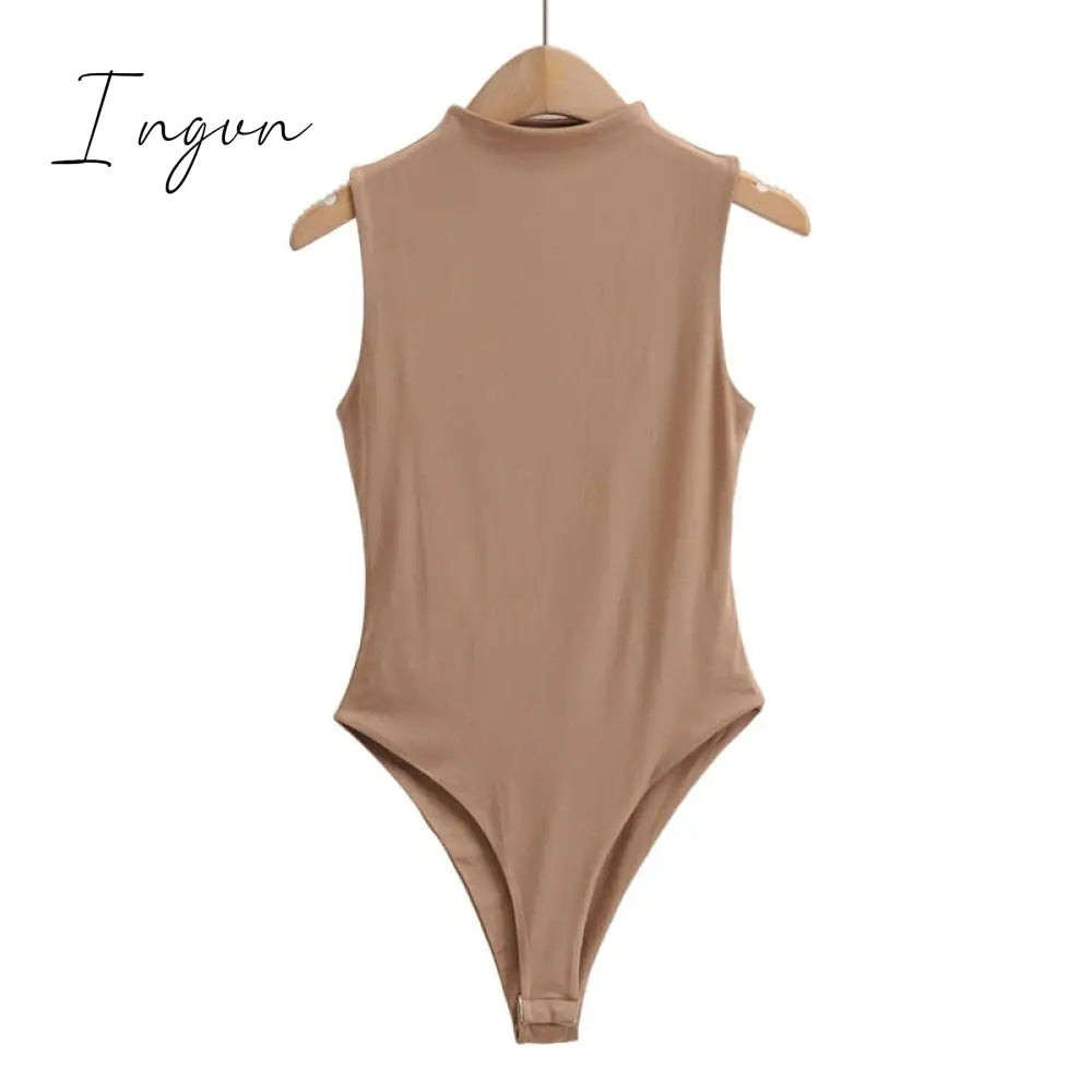 Ingvn - Summer Outfits For Women Elegant Bodysuit Sexy Bodycon Bodysuits Black Sleeveless One Piece