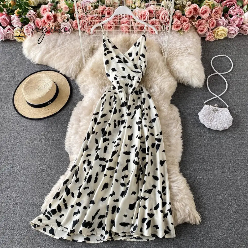 Ingvn - Summer Robe Dress Women V Neck Long Party Dresses Sexy Tank Backless Spaghetti Strap Maxi