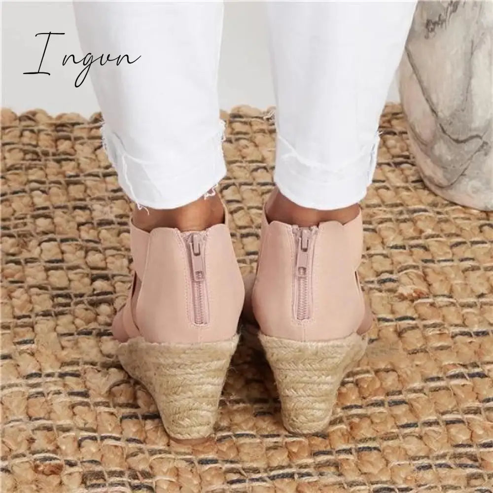 Ingvn - Summer Round Toe High Heel Wedge Casual Ladies Sandals