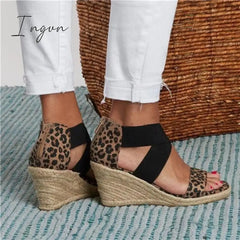 Ingvn - Summer Round Toe High Heel Wedge Casual Ladies Sandals