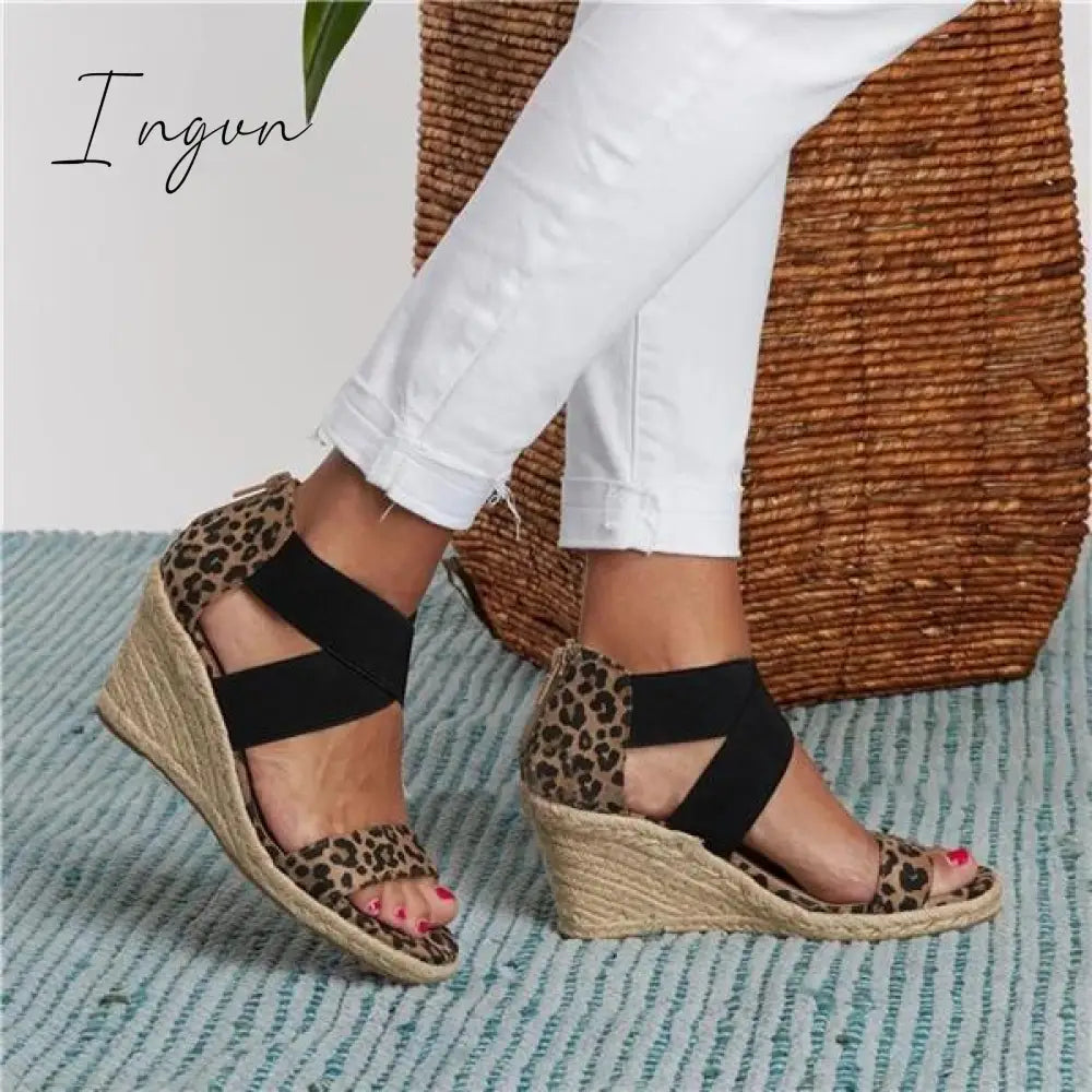 Ingvn - Summer Round Toe High Heel Wedge Casual Ladies Sandals