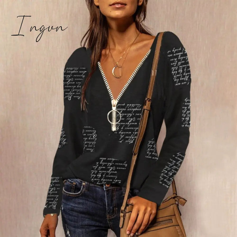 Ingvn - Summer Shirts For Women Fashion V Neck Patchwork Loose T Shirt Female Short Sleeve Top