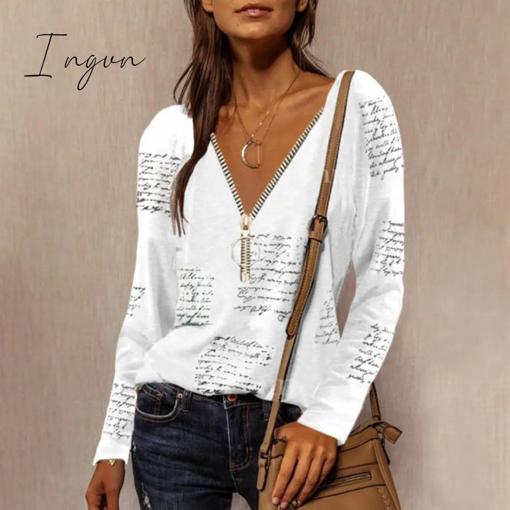 Ingvn - Summer Shirts For Women Fashion V Neck Patchwork Loose T Shirt Female Short Sleeve Top