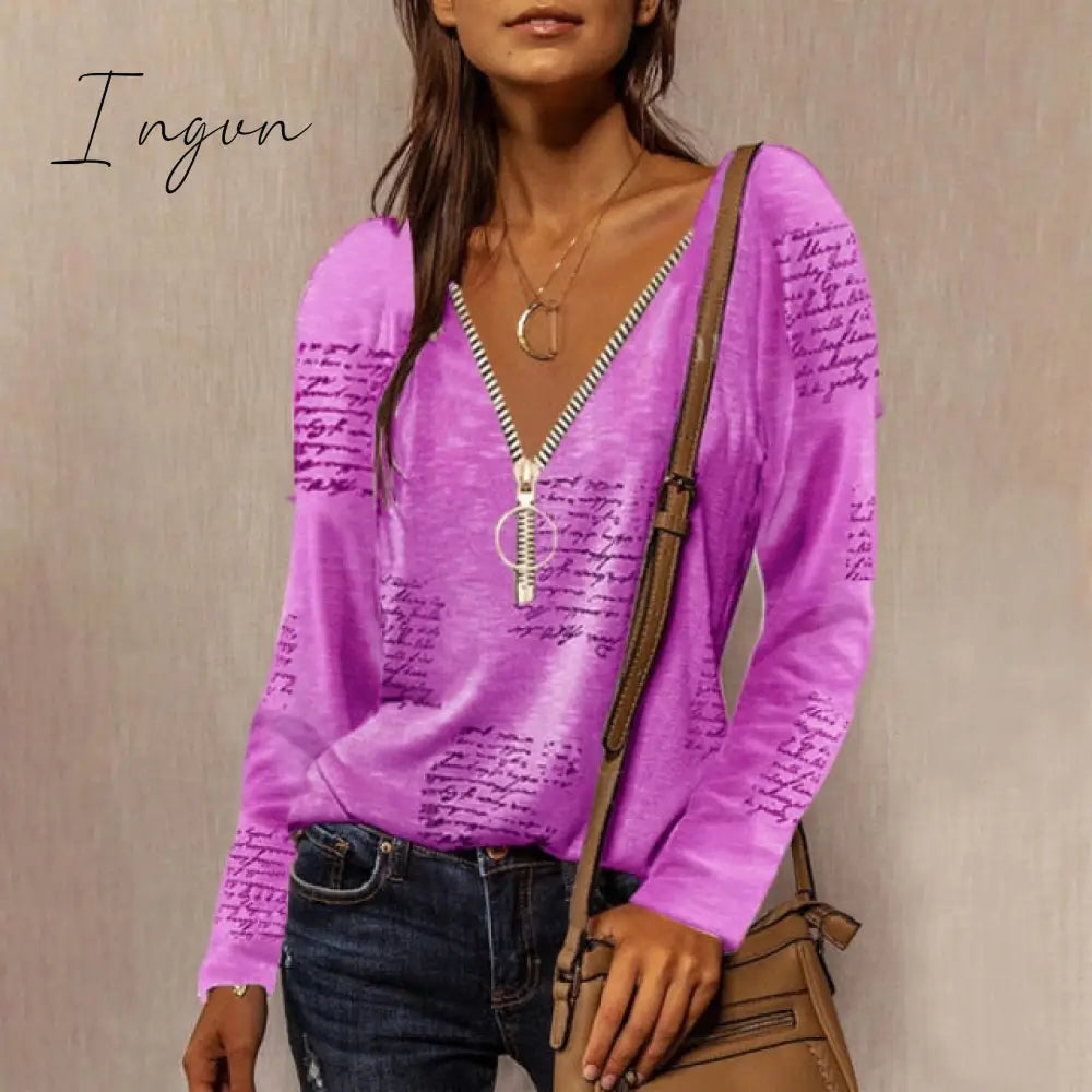 Ingvn - Summer Shirts For Women Fashion V Neck Patchwork Loose T Shirt Female Short Sleeve Top