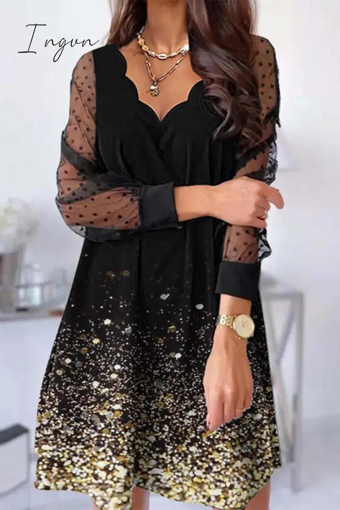 Ingvn - Sweet Elegant Floral Lace V Neck A Line Dresses(5 Colors) Dresses/Lace Dresses