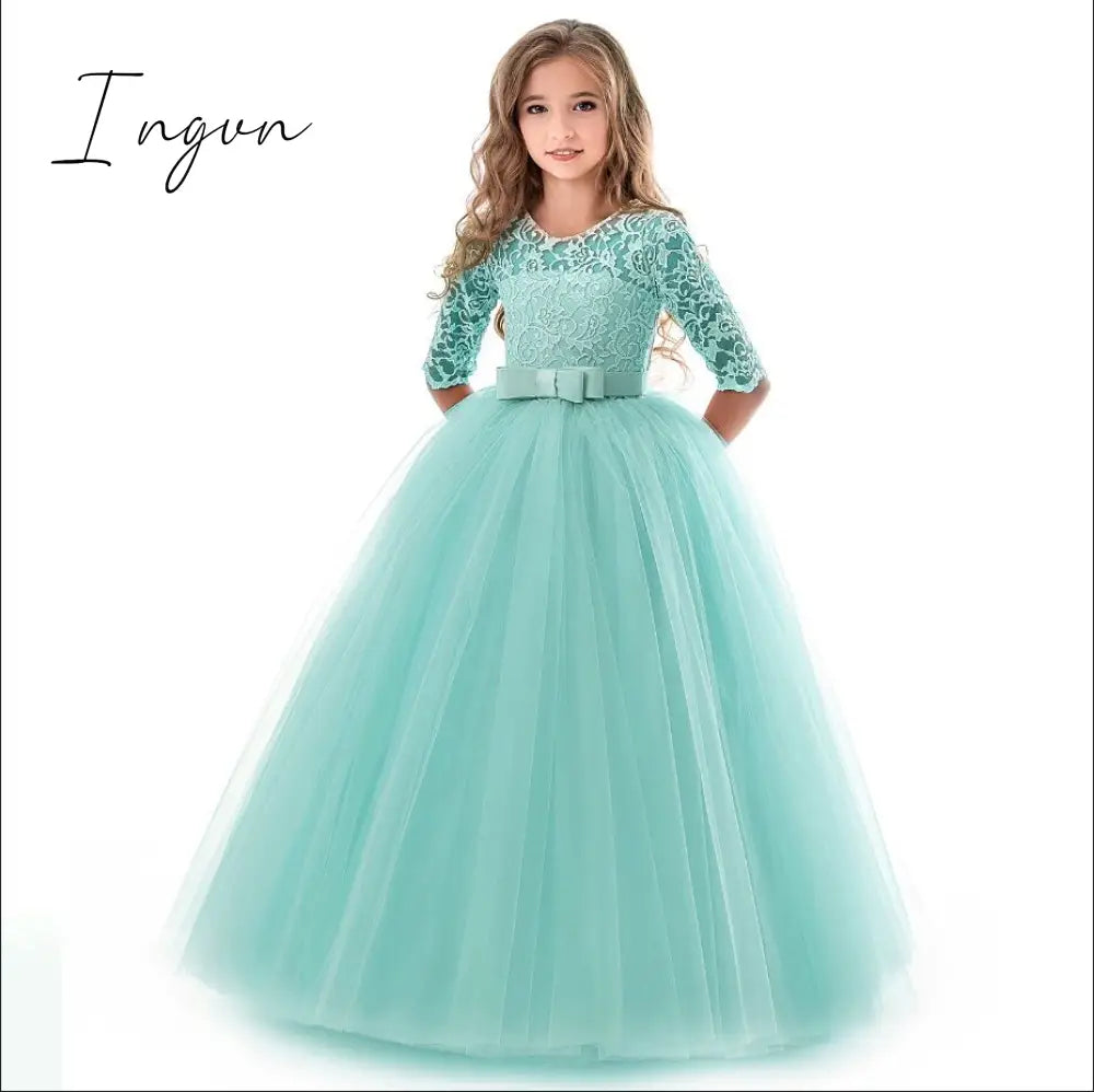 Ingvn - Teen Girl Evening Party Long Dress 5 - 14Y Formal School Ceremony Outfit Kids Christening