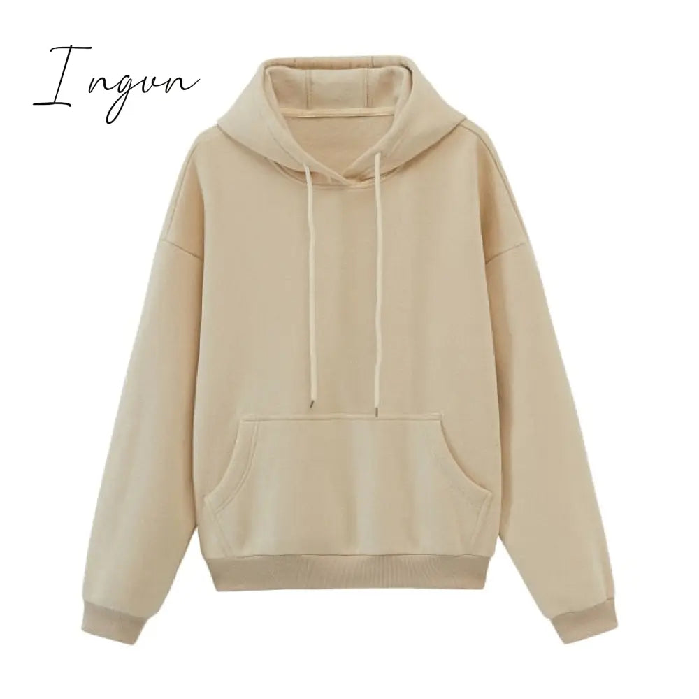 Ingvn - Toppies Womens Tracksuits Hooded Sweatshirts Autumn Winter Fleece Oversize Hoodies Solid