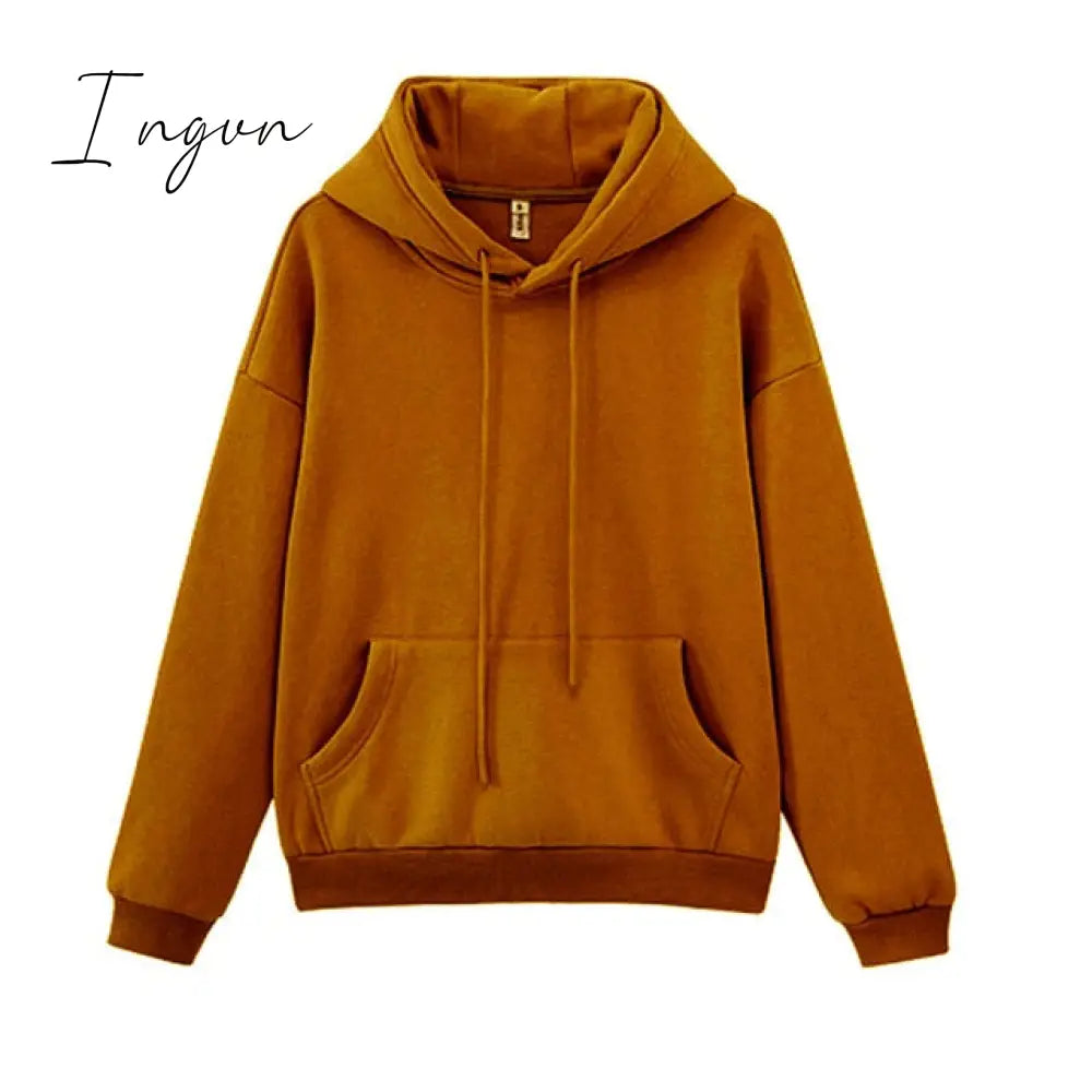 Ingvn - Toppies Womens Tracksuits Hooded Sweatshirts Autumn Winter Fleece Oversize Hoodies Solid