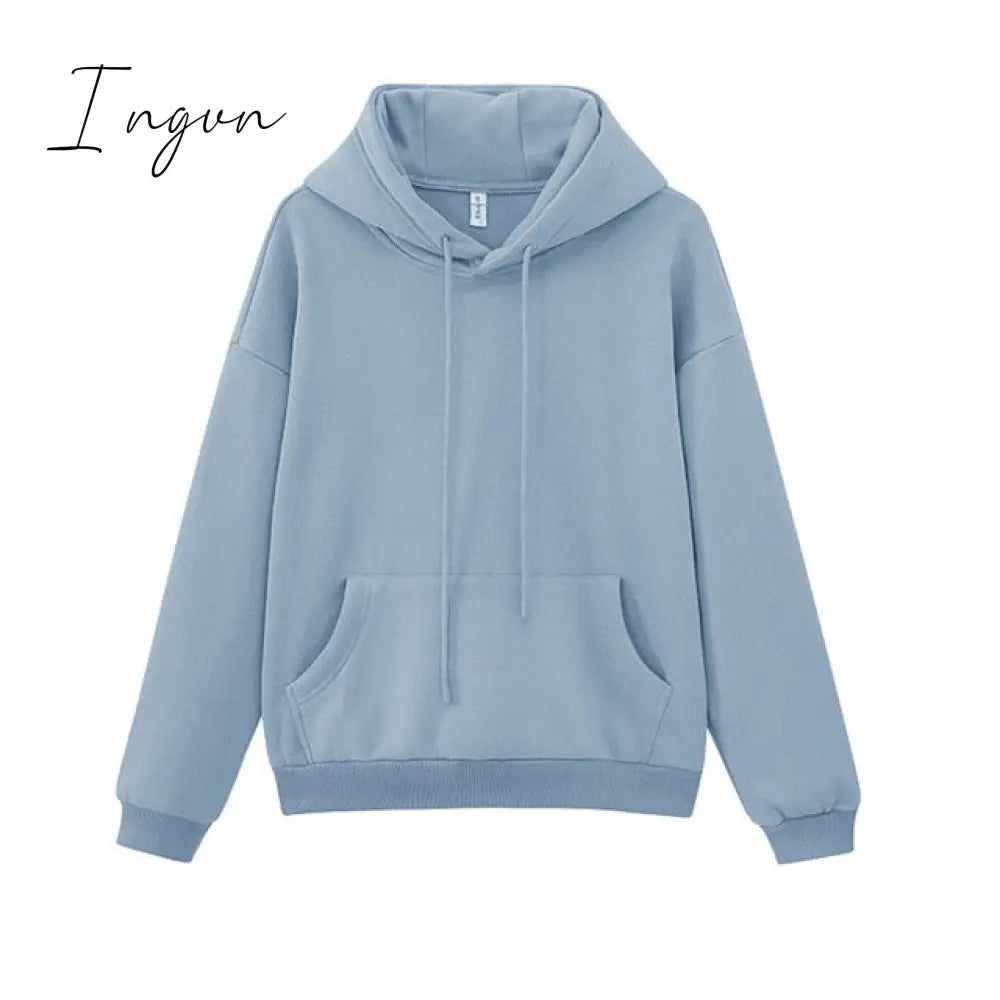 Ingvn - Toppies Womens Tracksuits Hooded Sweatshirts Autumn Winter Fleece Oversize Hoodies Solid