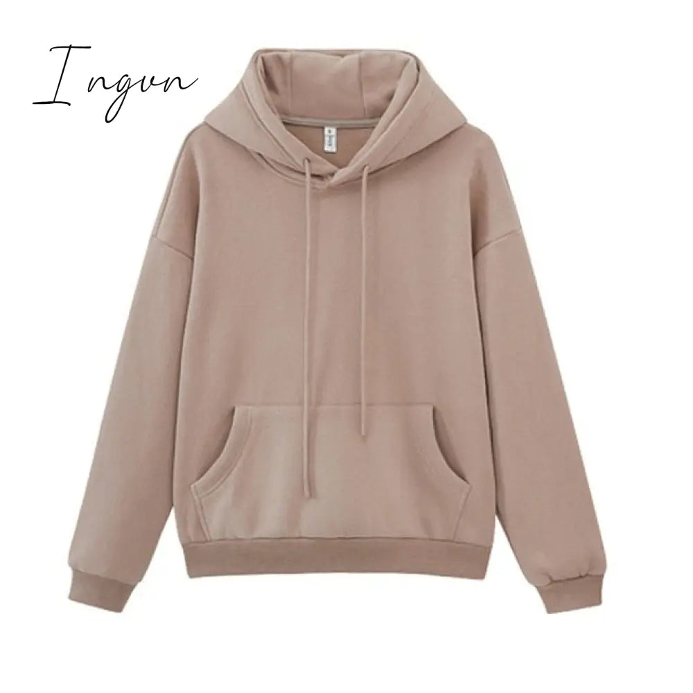 Ingvn - Toppies Womens Tracksuits Hooded Sweatshirts Autumn Winter Fleece Oversize Hoodies Solid