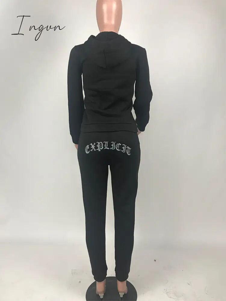 Ingvn - Tracksuit 2 Piece Women Set Oversize Hoodies Sweatshirt Loose Sweatpants Joggers Sport Suit