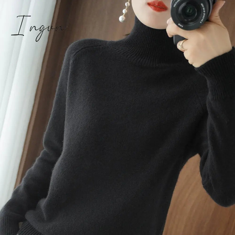 Ingvn - Turtleneck Cashmere Women Sweaters Casual Long Sleeve Knitted Jumper Female Bottoming