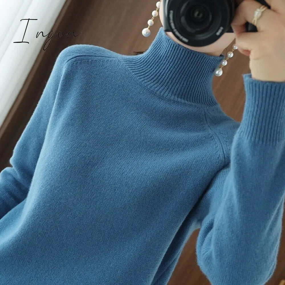 Ingvn - Turtleneck Cashmere Women Sweaters Casual Long Sleeve Knitted Jumper Female Bottoming