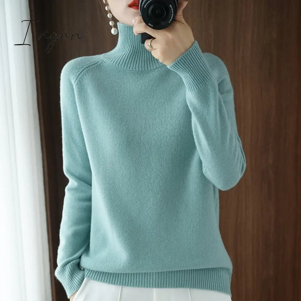 Ingvn - Turtleneck Cashmere Women Sweaters Casual Long Sleeve Knitted Jumper Female Bottoming