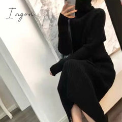 Ingvn - Turtleneck Knitted Sweater Dress Ladies Fall Winter Elastic Cashmere Bottoming Shirt