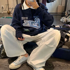 Ingvn - Vintage Oversized Letter Print Sweatshirt Sweatshirts
