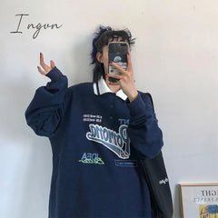 Ingvn - Vintage Oversized Letter Print Sweatshirt Sweatshirts