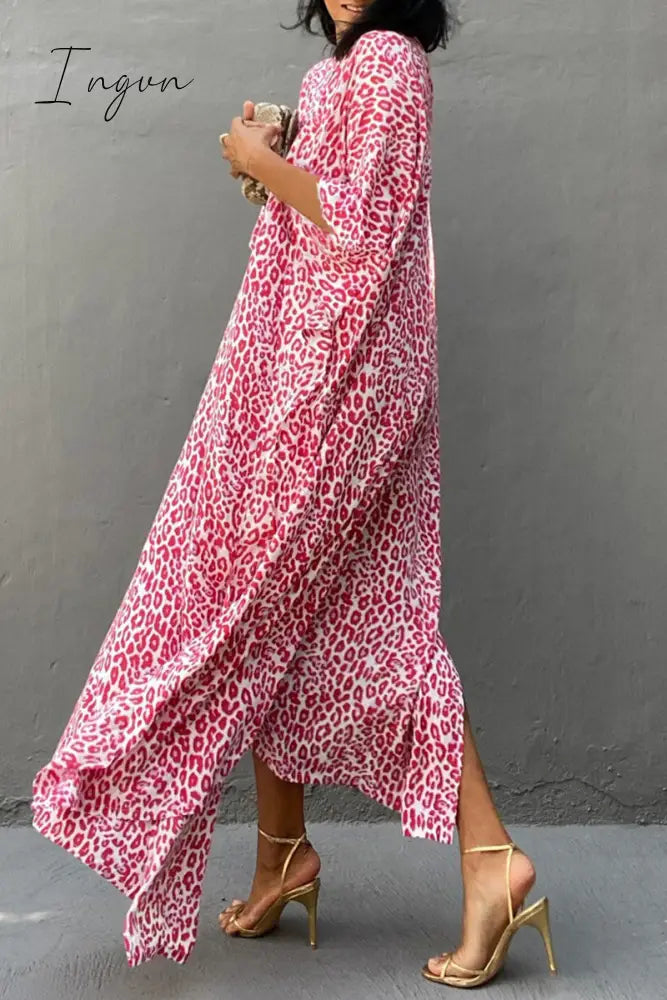 Ingvn - Vintage Vacation Print Leopard Slit Swimwears Cover Up Swimwears/Cover-Ups & Beach Dresses