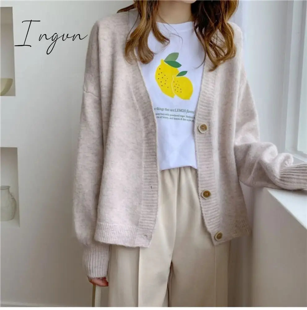 Ingvn - Women Cardigans Sweater Tops Cashmere Casual Jacket Chic Woman’s Jersey Knit Jumpers