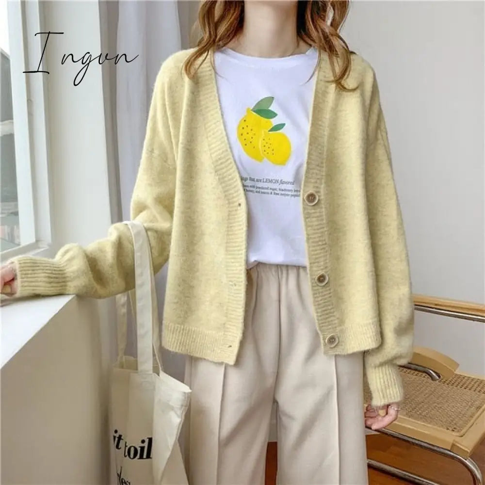 Ingvn - Women Cardigans Sweater Tops Cashmere Casual Jacket Chic Woman’s Jersey Knit Jumpers One