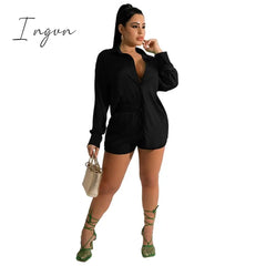 Ingvn - Women Elegant Satin Two Piece Sets Casual Feamle Solid Loose Outfits Long Sleeve Shirt And