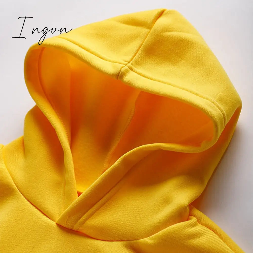 Ingvn - Women Fleece Letter Print Two Piece Set Casual Long Sleeve Hoodie Sweatshirts And Jogging