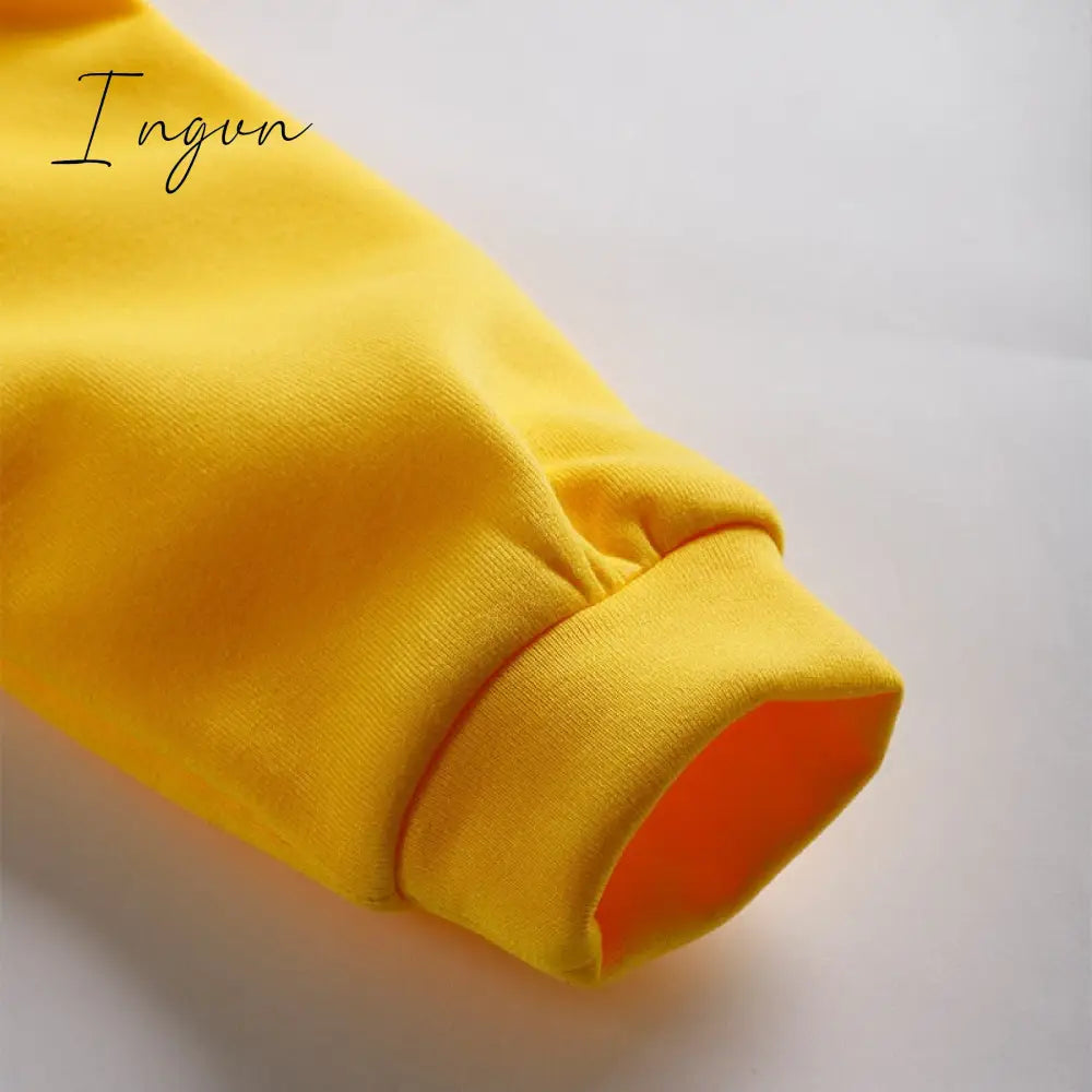 Ingvn - Women Fleece Letter Print Two Piece Set Casual Long Sleeve Hoodie Sweatshirts And Jogging