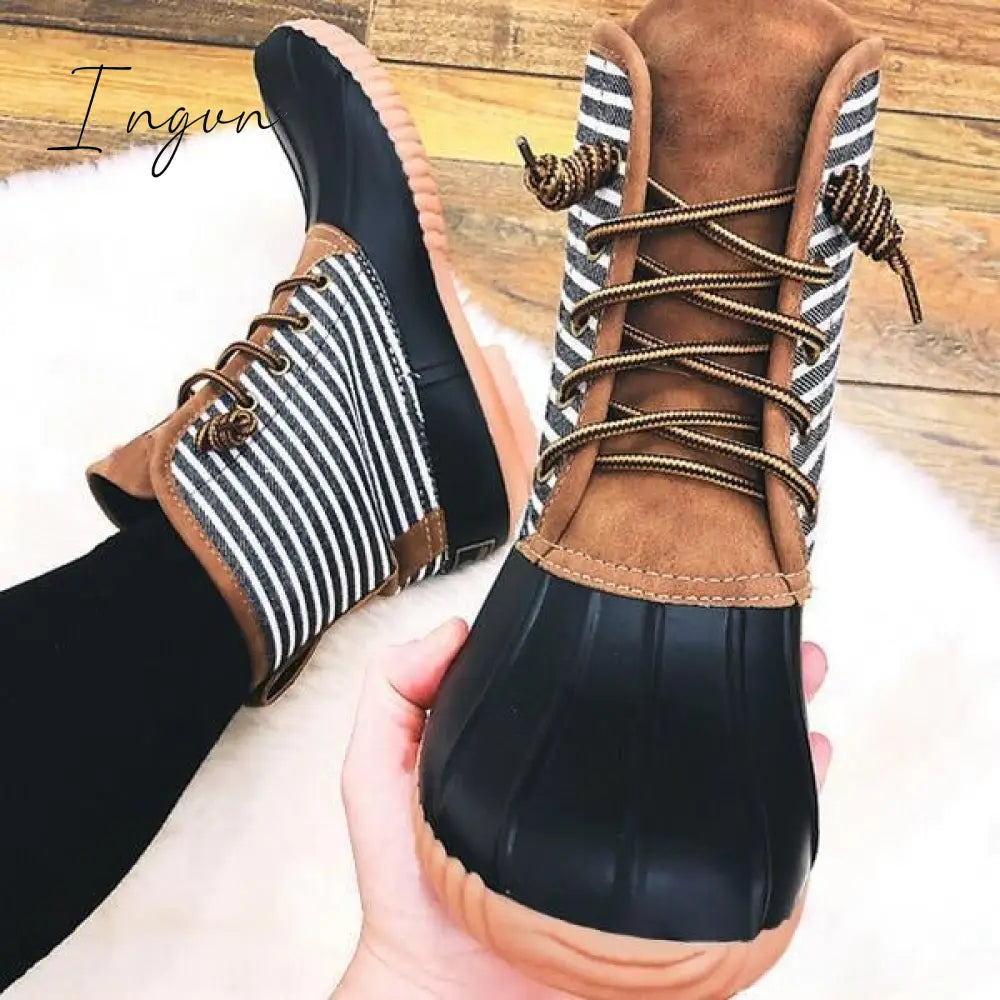 Ingvn - Women Waterproof Lace Up Duck Boots