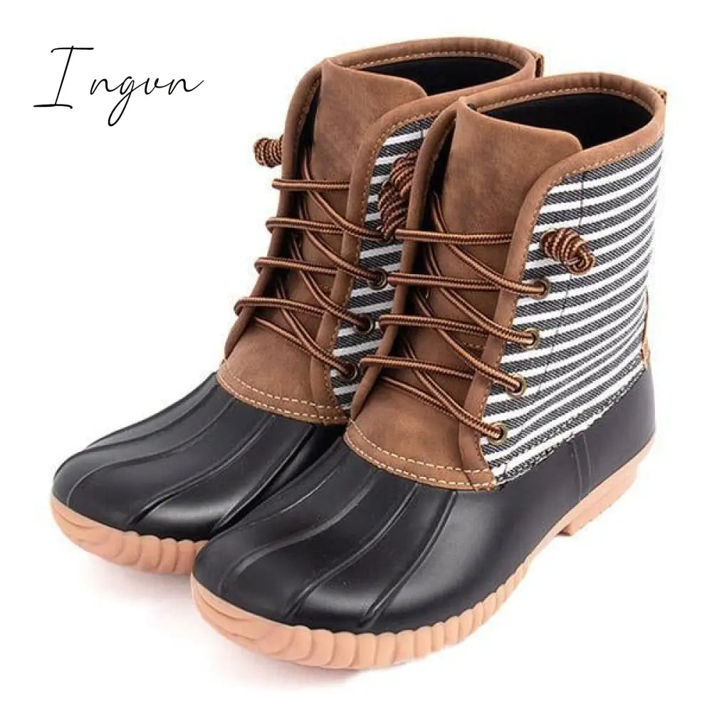 Ingvn - Women Waterproof Lace Up Duck Boots