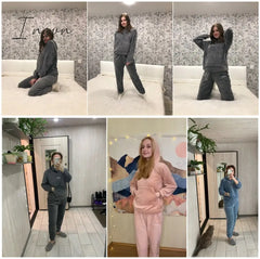 Ingvn - Women Winter Pajamas Set Dropshipping Warm Homewear Sleepwear Female Flannel Home Pants