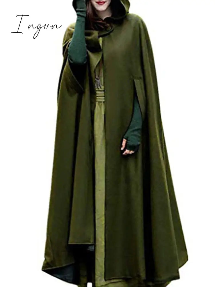Ingvn - Women’s Coat Cloak / Halloween Capes Long Layered Green Black Blue Gray Stylish Christmas