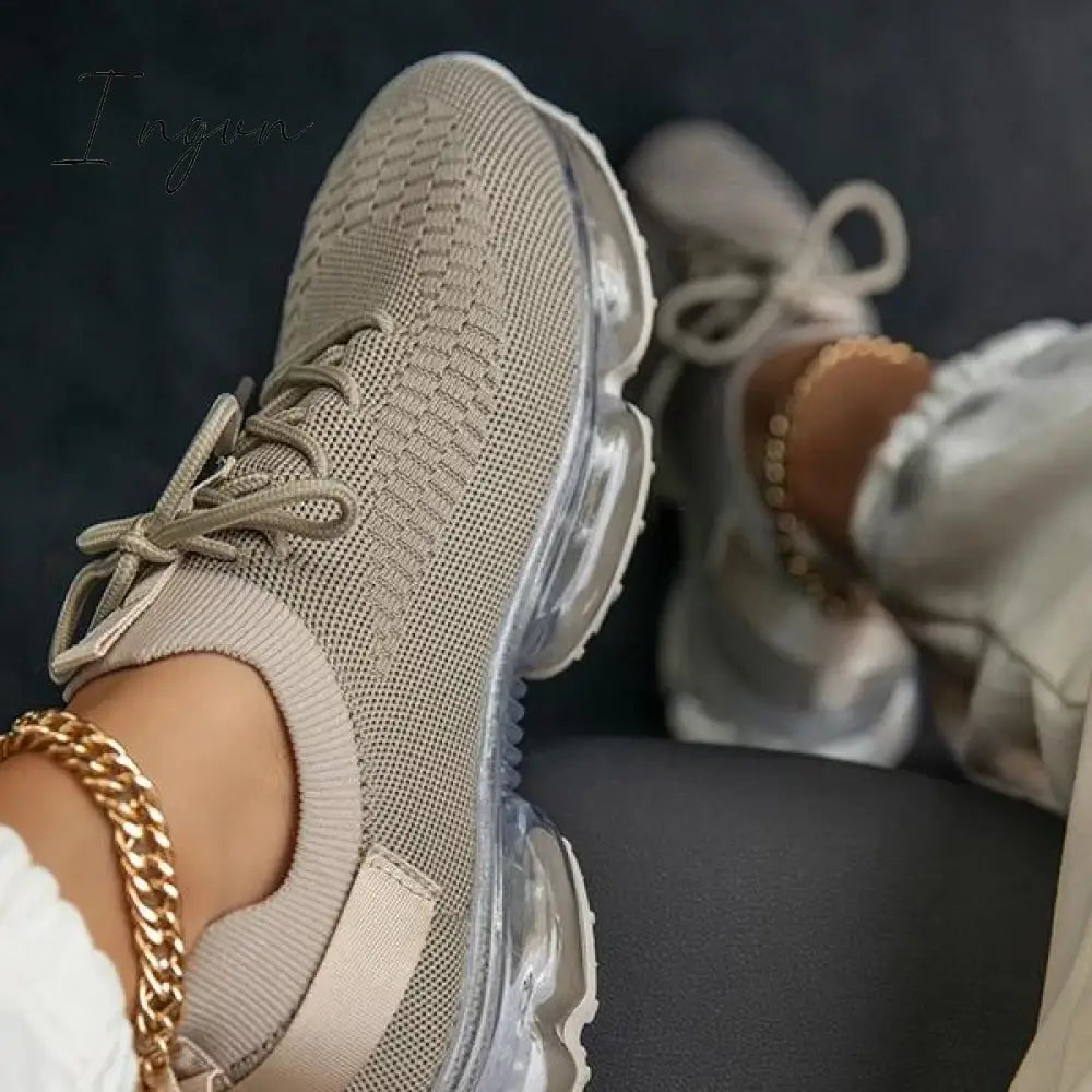 Ingvn - Women’s Colorful Air Cushion Sneakers Camel / 5