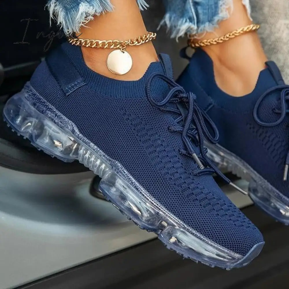 Ingvn - Women’s Colorful Air Cushion Sneakers Navy / 5