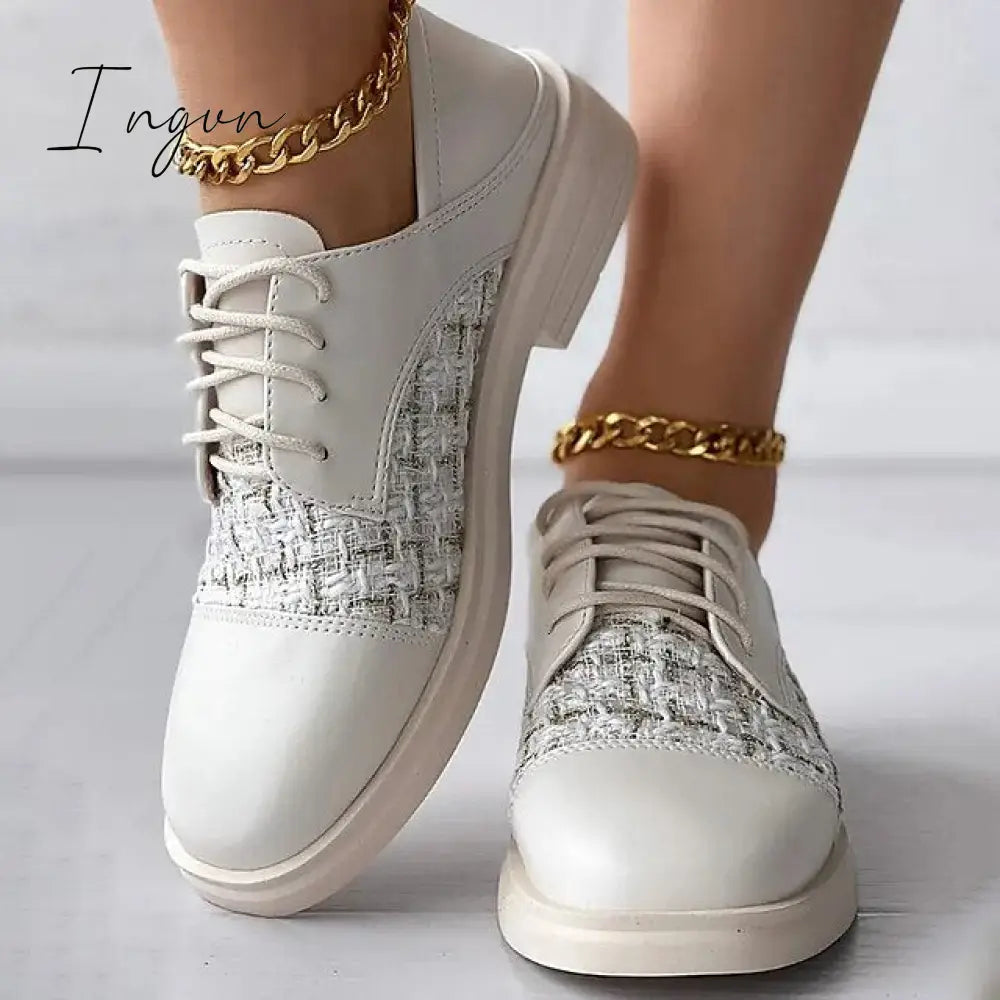 Ingvn - Women’s Flats Oxfords Plus Size Wedding Office Work Winter Block Heel Chunky Square Toe
