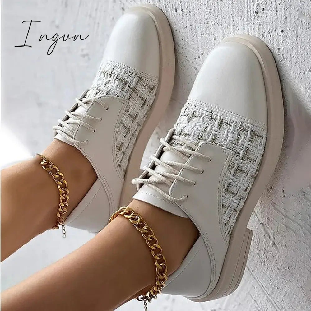 Ingvn - Women’s Flats Oxfords Plus Size Wedding Office Work Winter Block Heel Chunky Square Toe