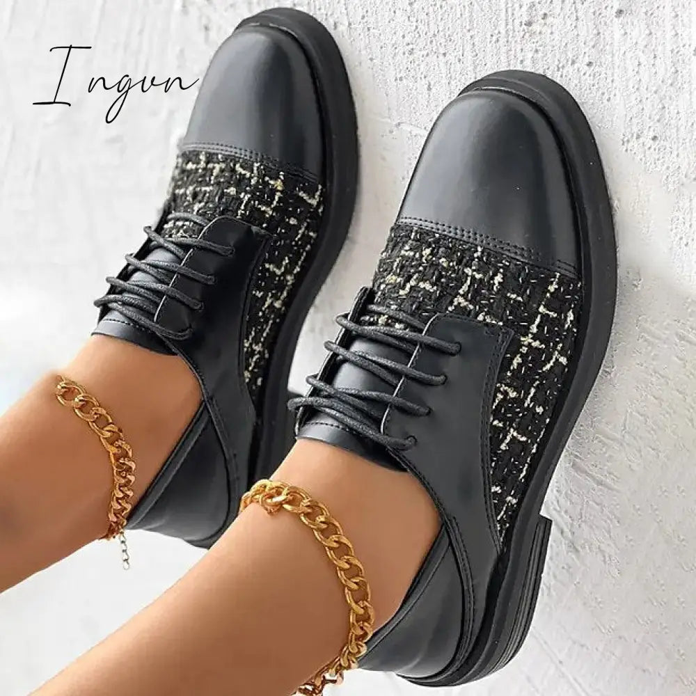 Ingvn - Women’s Flats Oxfords Plus Size Wedding Office Work Winter Block Heel Chunky Square Toe